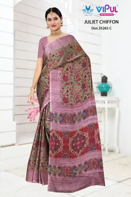 Juliet Chiffon 35265 A To D By Vipul Chiffon Saree Wholesale Clothing Distributors In India
